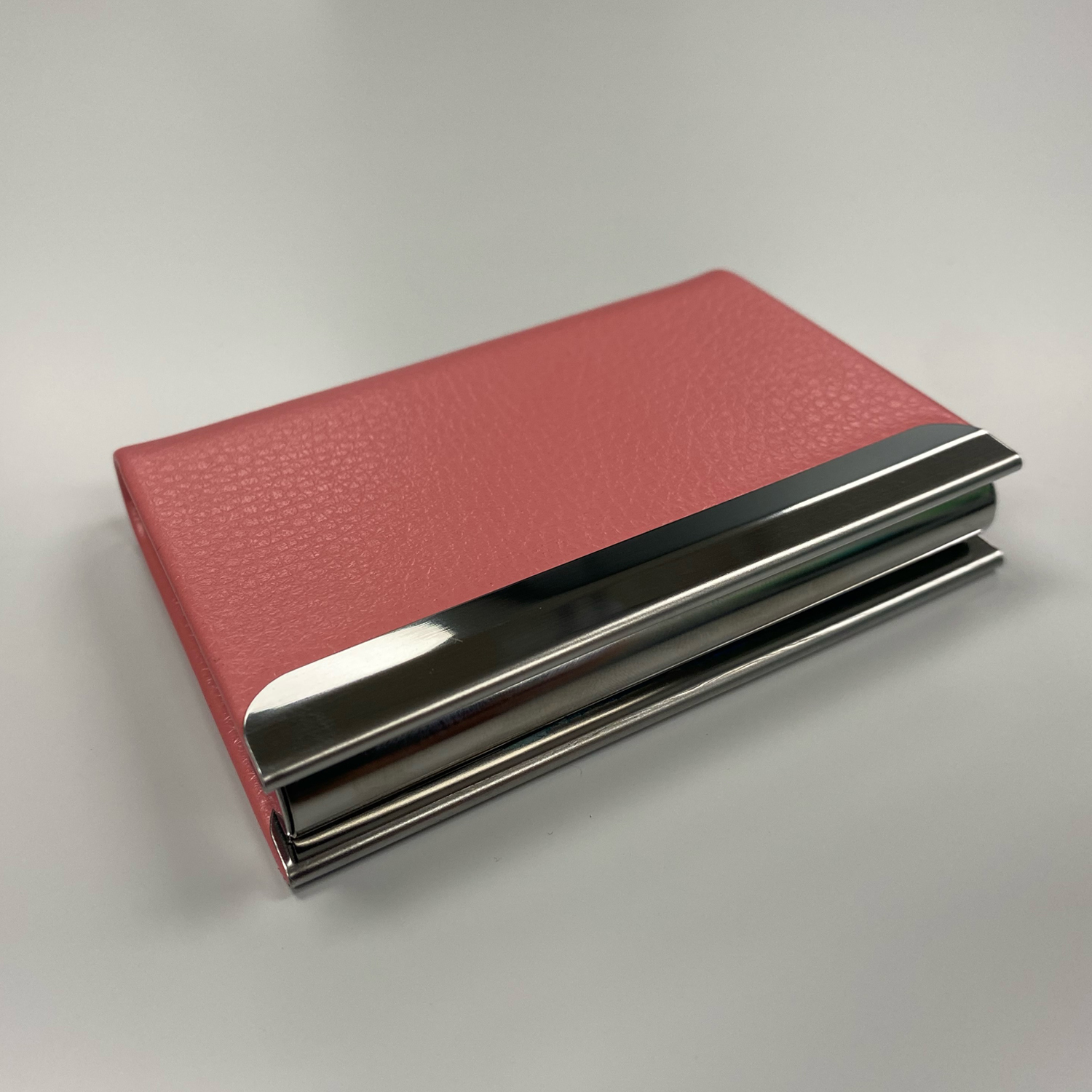 Pink Synthetic leather business card holder